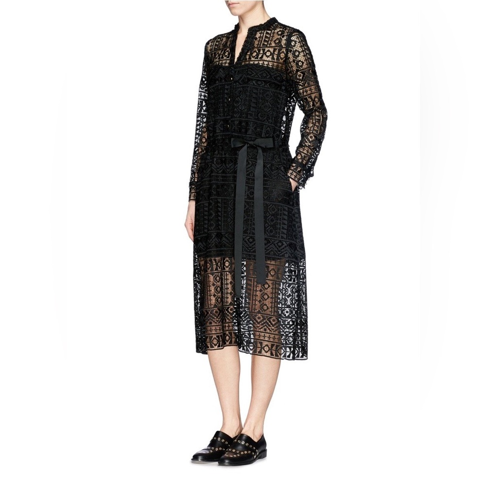 Self-Portrait Black Sheer Lace Long Sleeve Dress